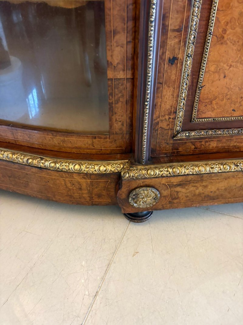 Outstanding Quality Antique Victorian Burr Walnut Ormolu Mounted Credenza - Image 11